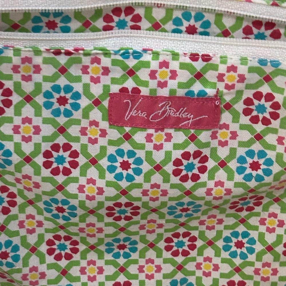 Vera Bradley Geometric Floral Cosmetic Bag - Red, Green, Blue